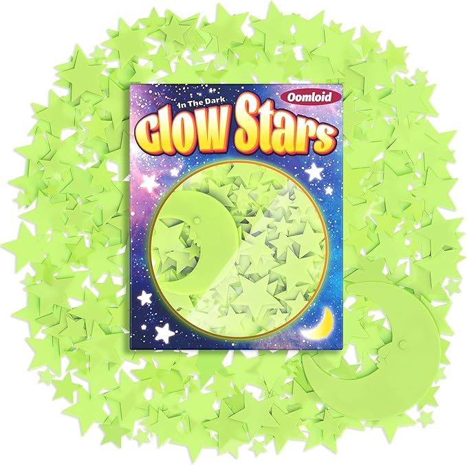 201 Pcs Glow in The Dark Stars Stickers for Ceiling, Toddler Stocking Stuffers Wall Room Decor Gifts, Luminous 3D Glowing Stars Easter Basket Stuffers for Kids Boys Girls-Ruum Studio Home