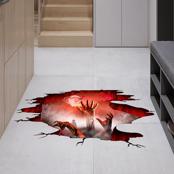 Halloween Wall Stickers Bat Ghost Scary Decor Large Removable Floor Room Decals Decoration Window Clings Party Supplies for Windows Glass Home Ornaments-Ruum Studio Home