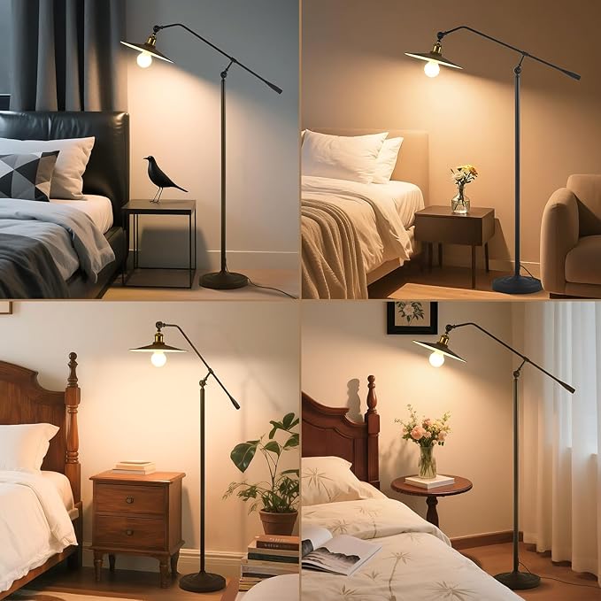 Bright Smart Floor Lamp with Remote Control and Bluetooth Dimming,Living Room Couch Corner Bedroom Office Library Study Reading Standing Lights, Adjustable Black Rustic Vintage Industrial Home Decor-Ruum Studio Home