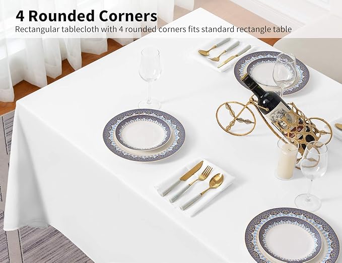 Surmente White Rectangle Tablecloth 90 x 132-inch Rectangular Polyester Table Cloth for Weddings, Banquets, or Restaurants-Ruum Studio Home