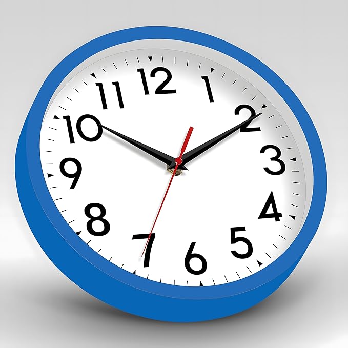 Wall Clock Small Analog 8 Inch Silent Non Ticking Battery Operated Modern Simple Decorative for Kitchen Office Bedroom Bathroom Living Room(Blue)-Ruum Studio Home