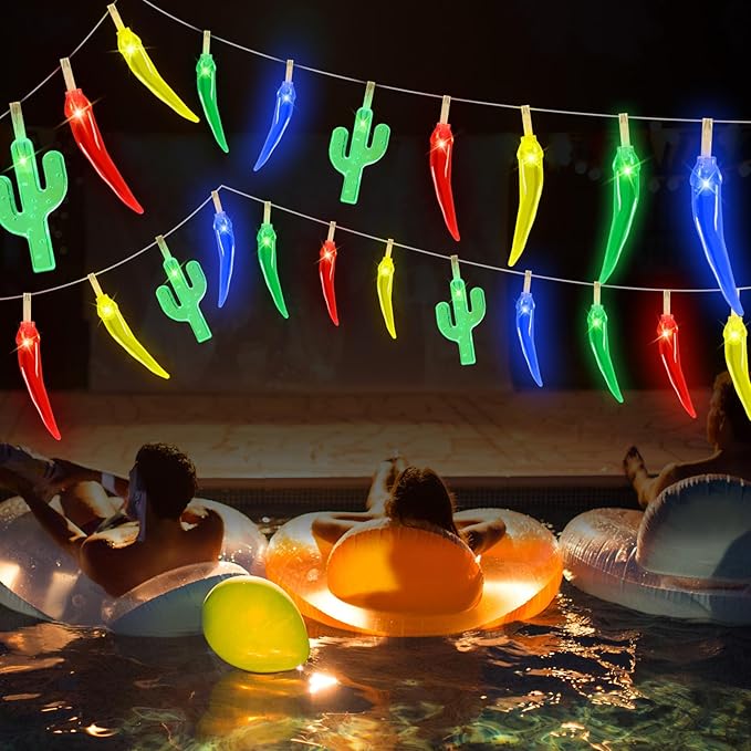 21FT [ 8 Modes & Timer ] Chili Pepper String Lights 40LED Fairy Lights Battery Operated for Indoor Outdoor Garden Pool Birthday Mexican Party Wedding Christmas Summer Tropical Decor-Ruum Studio Home