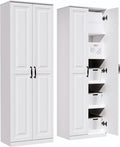 Storage Cabinet/Pantry cabinets, Soft White Finish, 71" Tall Wood Cupboard with 2 Door and 3 Adjustable Shelves for Kitchen, Dining Room, Living Room, Bathroom (Style 1)-Ruum Studio Home