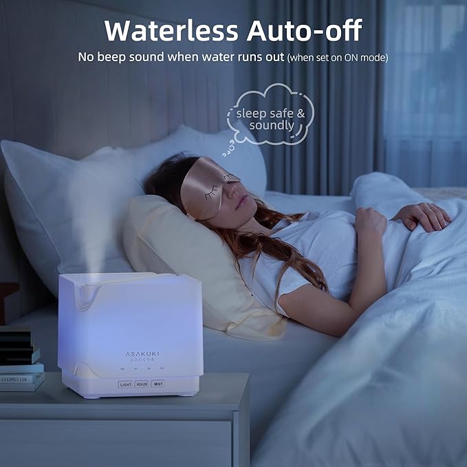 ASAKUKI Essential Oil Diffuser, Multifunctional Ultrasonic Aromatherapy Fragrant Oil Vaporizer Humidifier with Timer, Auto-Off Safety Switch, and 7 LED Light Colors, 700 ml (White)-Ruum Studio Home