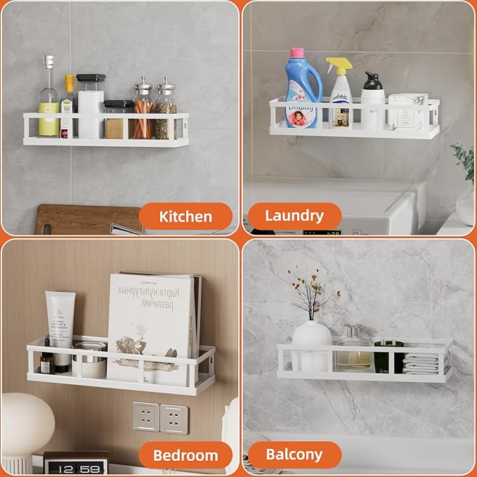 Over The Door Pantry Organizer, 8 Pack Spice Rack Wall Mounted & Hanging Storage Baskets Organizer Wall Mount, Large Capacity Metal Spice Shelf for Kitchen Cabinet, Bathroom, Shower, Home Decor-Ruum Studio Home