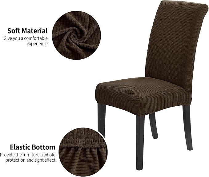 Joccun Chair Covers for Dining Room Set of 2,Dining Chair Slipcovers Stretch Dining Room Chair Covers Seat Protector,Washable Parsons Chair Cover for Home,Banquet(Seal Brown,2 Pack)-Ruum Studio Home