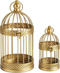 VELA LANTERNS Birdcage Decor Candle Holder Lantern Decorative Wedding Table Centerpiece Decorations, 10" and 6" Tall, Gold, Set of 2-Ruum Studio Home