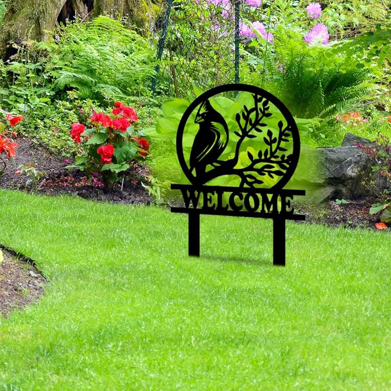 Personalized Name Garden Cardinal Metal Signs with Stake, Custom Family Name Yard Decor for Outdoor Outside, Cardinal Lawn Patio Stake Gardening Enthusiasts Grandmothers Gift-Ruum Studio Home