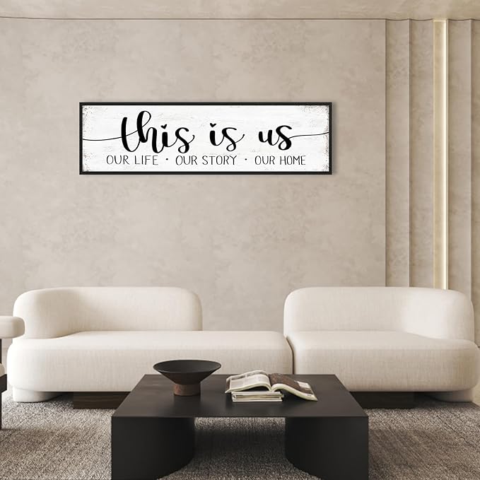 This Is Us Sign Wall Decor: Family Signs for Home Decor Living Room Wall Art Framed 16"x48"Large Farmhouse Rustic Home Sign Wall Decor Above Bed,Country Wall Plaques Hanging Master Bedroom Decor-Ruum Studio Home