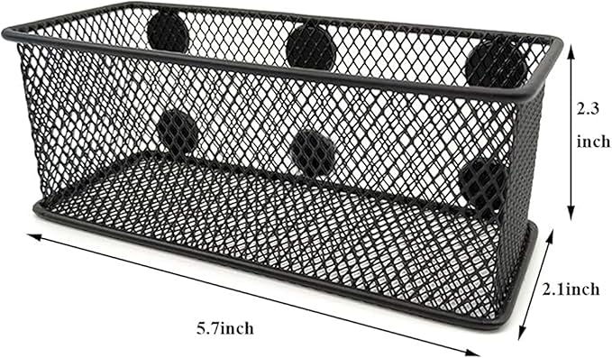 EASEPRES Magnetic Pencil Holder Set of 6 - Black Wire Mesh Storage Baskets Organizer with Strong Magnets - Perfect for Whiteboard, Refrigerator and Locker Accessories-Ruum Studio Home