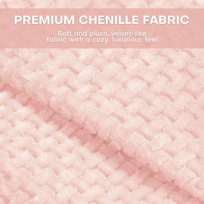Chenille Fabric Accent Chair, Upholstered Armchair with Solid Wood Legs, Modern Living Room Accent Chair, Comfy Single Sofa Chair Reading Club Chair for Bedroom Reception Lounge, Pink-Ruum Studio Home