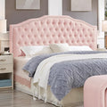 24KF Upholstered Button Tufted King Size Headboard with Nailhead Trim, Elegant Boucle Fabric California King headboard, 6031-K-Boucle-Pink-Ruum Studio Home