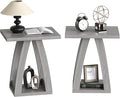 End Tables Living Room, Side Table Beside Sofa, Nightstand for Bedroom, Couch Side Table with Shelf, Modern End Table for Living Room, Grey End Table Set of 2-Ruum Studio Home