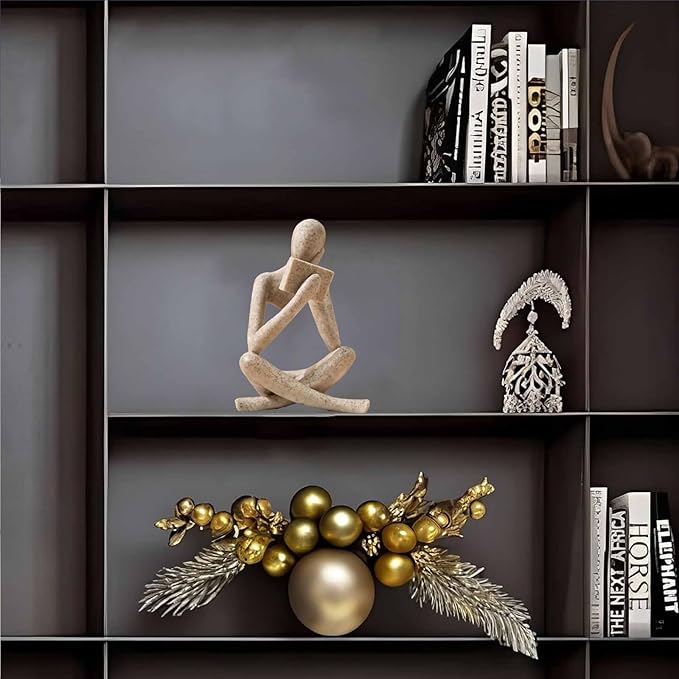 Bookshelf Decor Thinker Statue - Abstract Style Thinker Sculptures Modern Aesthetic Figurine Decoration Statues for Home Decor-Right Thinking-Sandstone-Ruum Studio Home