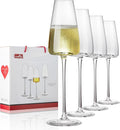 Champagne Flutes Glass Set of 4,Crystal Champagne Glasses 9OZ/ 270ML, Hand Blown Mimosa Glasses, Unique Champagne Gift for Wedding, Engagement Gift-Ruum Studio Home