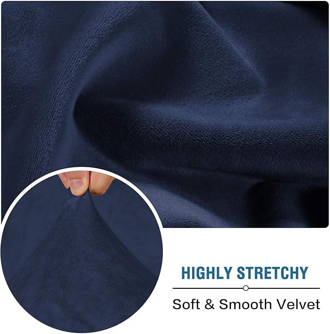 H.VERSAILTEX Velvet Stretch Individual Couch Cushion Cover Plush Slipcover for Loveseat Sofa Furniture Protector Seat Cover (1 Piece Loveseat Cushion Cover, Navy)-Ruum Studio Home