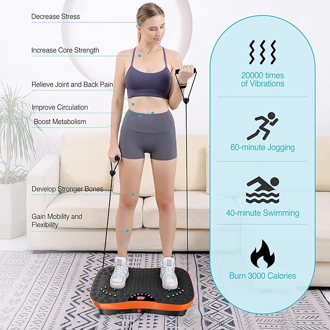 AXV Vibration Plate Exercise Machine Whole Body Workout Portable Mini Vibrate Fitness Platform Lymphatic Drainage Machine for Weight Loss Shaping Toning Wellness Home Gyms Workout (Mini)-Ruum Studio Home