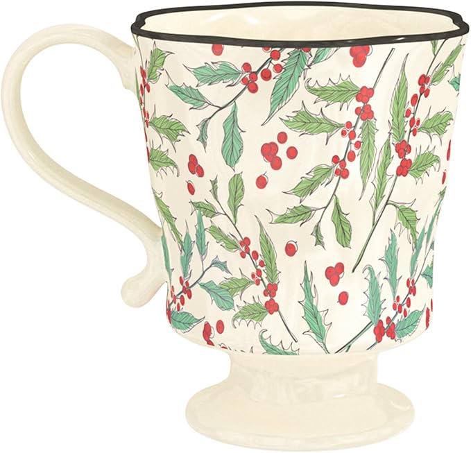 360ml -12.17oz Painted Cherry Fruit Ceramic Mug - Cute irish Coffee Glasses for Latte, Espresso - Gift for Women, Dishwasher Safe-Ruum Studio Home