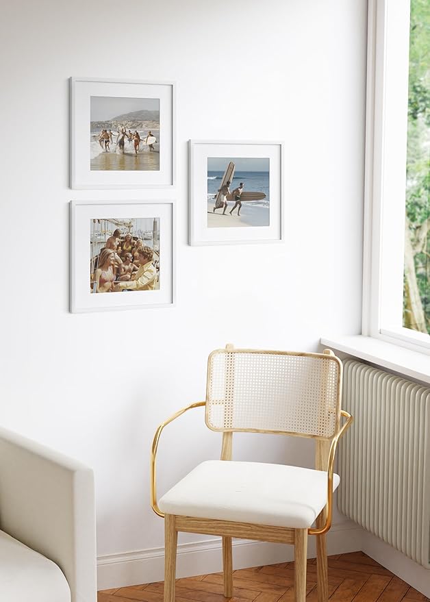 HAUS AND HUES 16x16 White Metal Picture Frames Matted to 12x12 - Features Premium Aluminum & Hanging Hardware, Shatterproof Plexiglass - Ideal for Home, Room, Office (16x16 in, White, Set of 3)-Ruum Studio Home