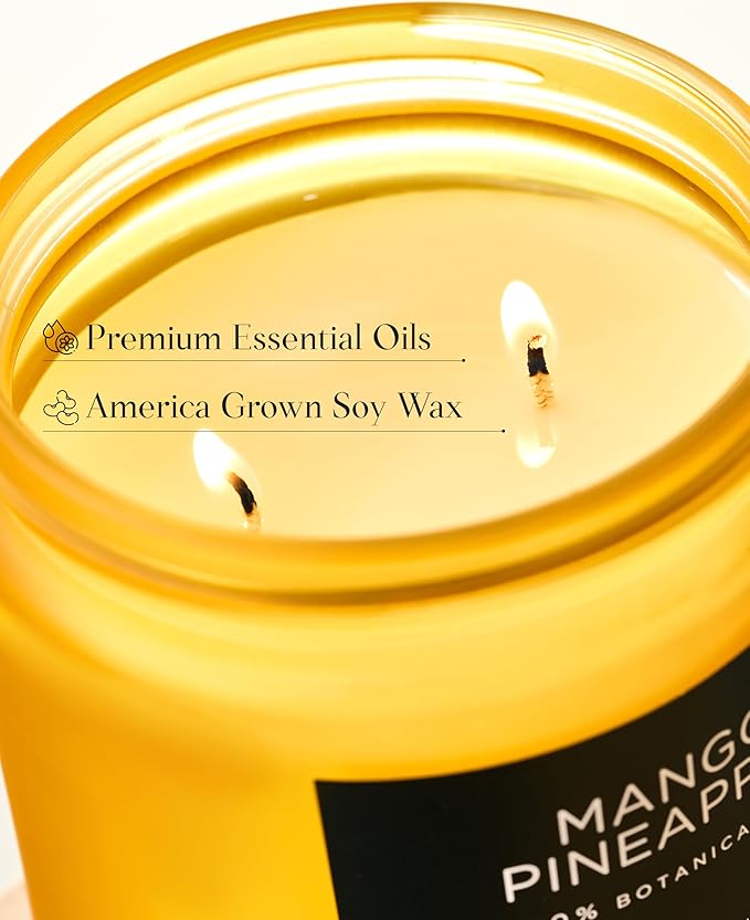 M&SENSE Mango Pineapple Tropical Scented Candle - 11.6oz Natural Soy Wax Non Toxic 70-Hour Burn 2-Wick Fruit Scent for Home, Housewarming Gifts - Aromatherapy Candle for Women, Men & Family Friends-Ruum Studio Home