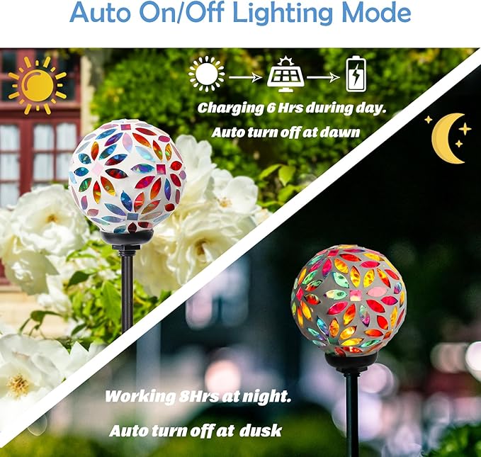 Afirst Solar Lights Outdoor Decorative - Solar Mosaic Garden Stakes Flower Decorative Lights Waterproof for Pathway Yard Lawn Decoration Multi-Ruum Studio Home