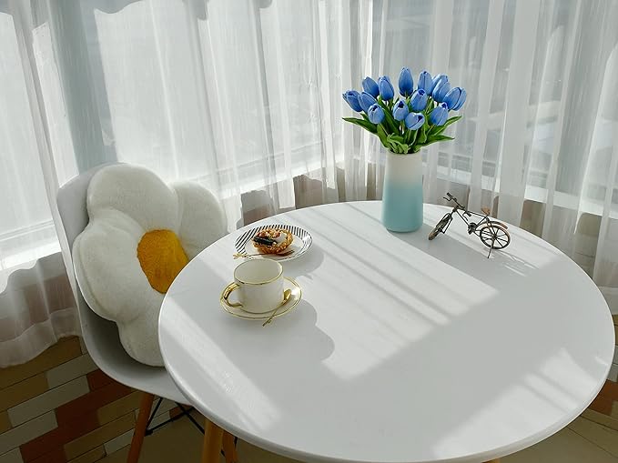 Mandy's Artificial Tulips 20 Stems Light Blue PU Faux Flowers for Wedding Home Decor 13.5 Inch-Ruum Studio Home