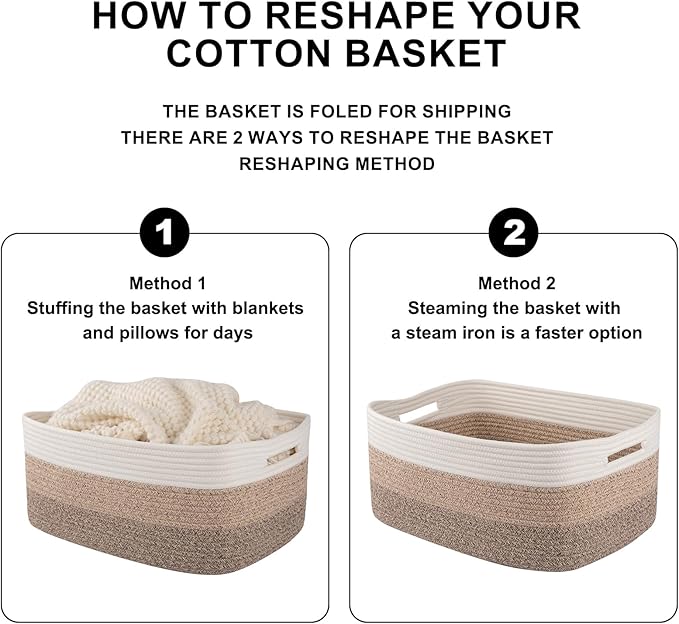Large Storage Basket for Organizing, Woven Rope Basket for Shelves, Closet Organizer Bins for Clothes, Blanket, Toys, Baby Nursery Storage, 17.7" x 13" x 7.87", 3 Packs Gradient Yellow-Ruum Studio Home