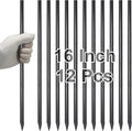 VVOKGO Rebar Stakes 16 Inches Ground Concrete Form Stakes (12pcs), Straight Metal Spikes Heavy Duty with Chisel Point End, 5/16" Diameter Steel Anchors for Fence, Concrete Timber, Garden Plants, Black-Ruum Studio Home
