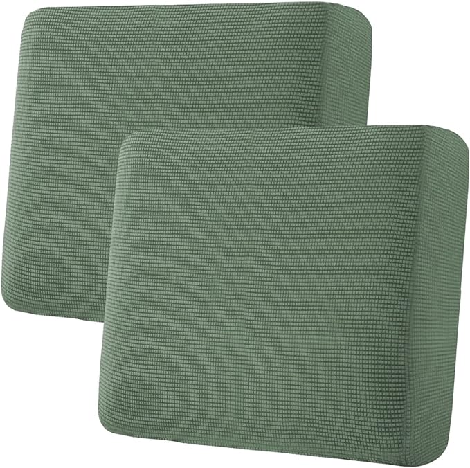 H.VERSAILTEX Super Stretch Individual Seat Cushion Covers Sofa Covers Couch Cushion Covers Slipcover Sets Thick Jacquard Textured Twill Fabric (2 Piece Large Sofa Cushion Covers, Loden Frost)-Ruum Studio Home