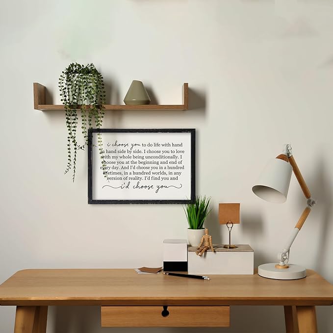I Choose You To Do Life Sign Wall Decor 16X11 I Love You InchRomantic Marriage Art Wooden Framed Wall Hanging (Black)-Ruum Studio Home