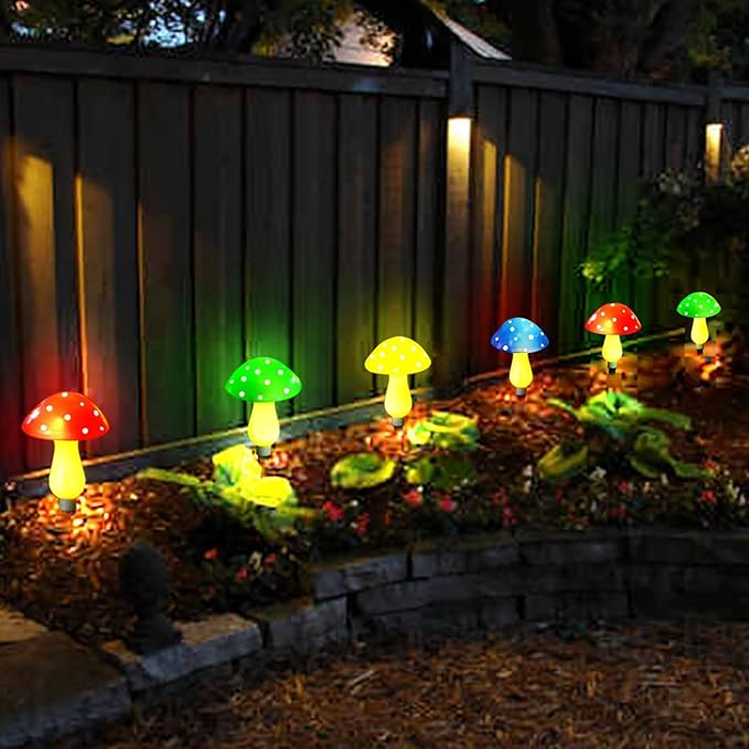 8-Pack Solar Mushroom Lights for Garden Decor, 8 Modes Waterproof Outdoor Garden Mushroom Lamp, Multi-Colored Solar LED Fairy Lights for Christmas Halloween Yard Lawn-Ruum Studio Home
