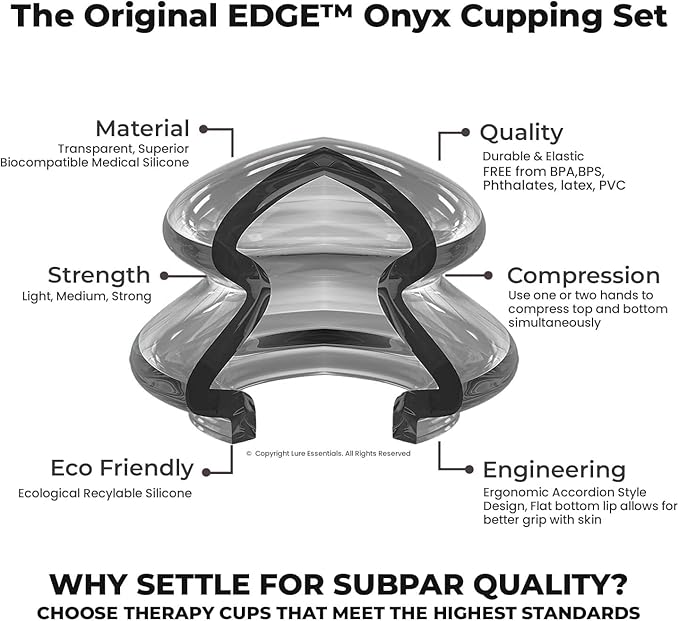 Silicone Cupping Therapy Set Professional Massage Cupping Cups for Cupping Therapy 4 Cup Kit for Massage, Myofascial Release, Cellulite Reduction (Lure Onyx)-Ruum Studio Home