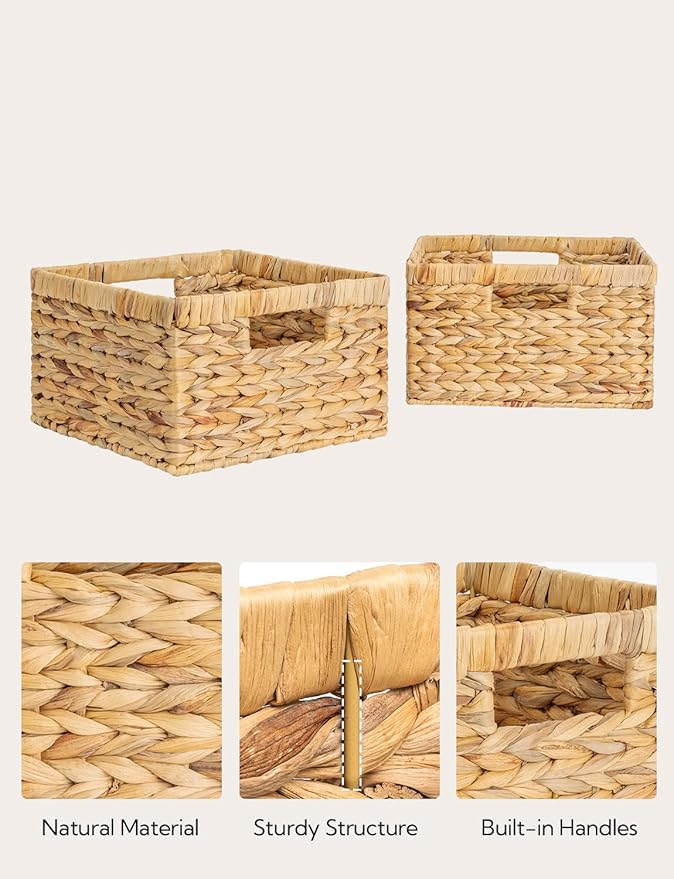StorageWorks Wicker Storage Basket, Large and Small Baskets, Water Hyacinth Basket for Organizing, Decorative Water Hyacinth Storage Baskets, Set of 2-Ruum Studio Home