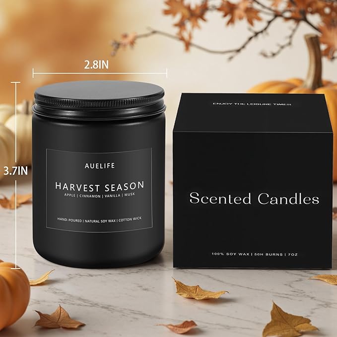 Fall Candle - Harvest Season Scented Candles, Fall Soy Candle for Home Decor, 7 oz Natural Soy Wax – Long-Lasting Autumn Candles, Aromatherapy Gift for Women & Thanksgiving, 7oz-Ruum Studio Home