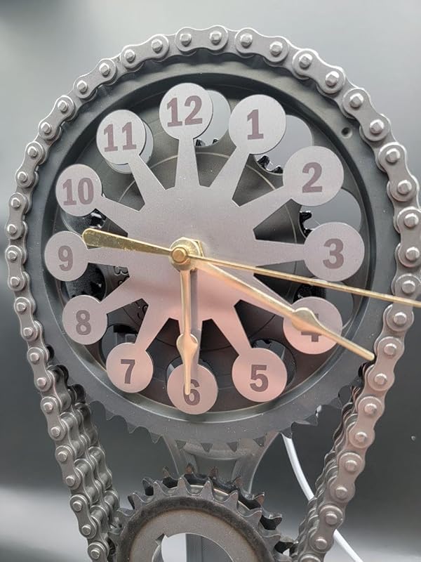 Chevrolet Small Block V8 Rotating Gear Clock – Stainless Steel Timing Chain Desk Clock by Clock9Nine, Chevy Truck Garage Decor, Muscle Car Gift, Hot Rod Man Cave Collectible, Car Show Trophy-Ruum Studio Home