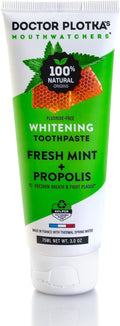 MOUTHWATCHERS Whitening Fluoride Free Naturally Sourced Toothpaste, 3 oz Tube, for Sensitive Teeth and Gums, Fresh Organic Mint and Propolis, by Dr. Plotka's-Ruum Studio Home