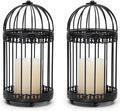 NUPTIO Black Decorative Bird Cage: Birdcage Hanging Lantern for Pillar Candles - Vintage Bird Cages Candle Holders for Halloween Christmas Table Centerpiece 7.7 Inch H-Ruum Studio Home