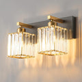 Modern Bathroom Vanity Light 2-Lights Black Gold Crystal Bathroom Wall Light Vanity Light Fixtures，12.59-inch Modern Minimalist Design-Ruum Studio Home