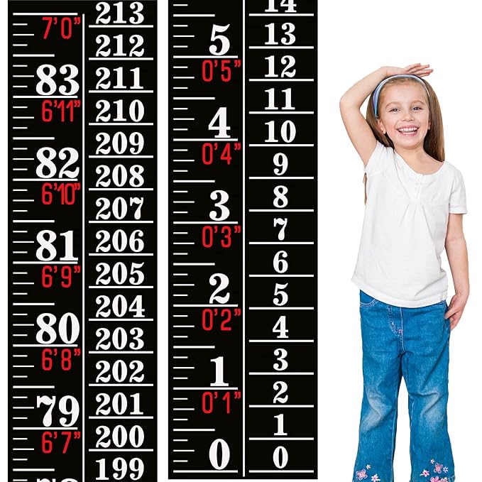 Tatuo Growth Chart Wall Labels Height Indicator Tape Ruler Growth Chart Decor Height Indicator Adhesive Ruler for Home Room Measuring (Black)-Ruum Studio Home