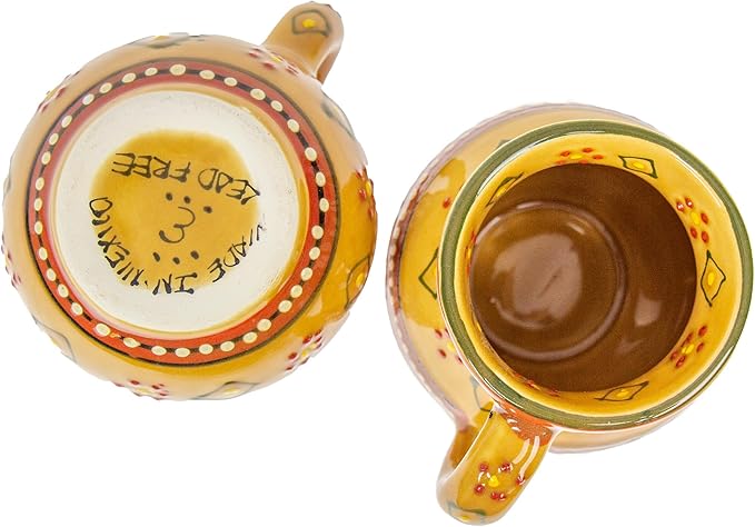 Encantada Handmade Hand-Painted Authentic Mexican Pottery Mugs (2-pack, Gold)-Ruum Studio Home