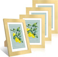 5x7 Picture Frame Set of 4, 5 x 7 Wood Photo Frames with Mat for 4x6, Wooden Frame with Real Glass Cover for Wall and Tabletop Display,Gold-Ruum Studio Home