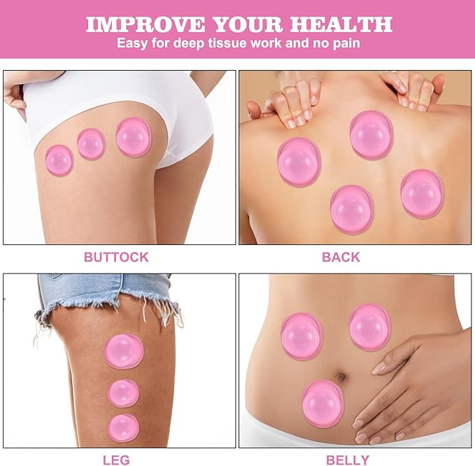 Silicone Cupping Therapy Set - Cupping Kit for Massage Therapy - Cellulite Remover Cupping Set - Anti Cellulite Cup Massager, Vacuum Suction Massage Cups for Cellulite Reduction-Ruum Studio Home