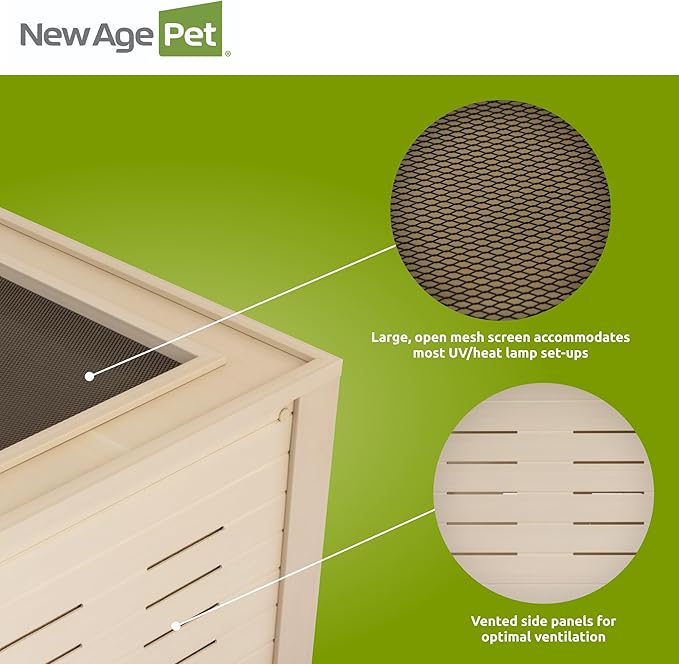 New Age Pet ECOFLEX 48" Mojave Reptile Lounge -Durable Wood Plastic Composite Habitat with Ventilation, Removable Glass Doors & Lock, Easy Assembly, for Tortoises, Snakes, Iguanas-Ruum Studio Home