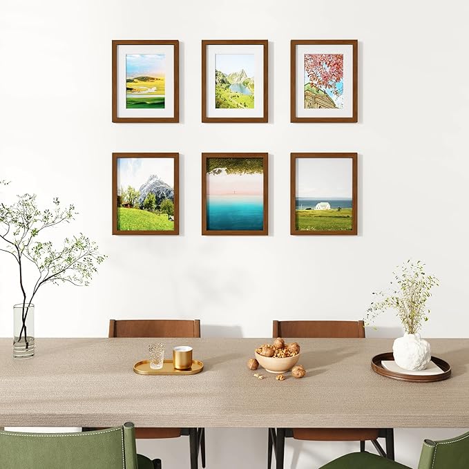 IBUYKE 8x10 Picture Frame,Solid Oak Wood 8x10 Photo Frame with Mat to 5x7,10x8 Picture Frames With Tempered Glass,Tabletop or Wall Mount Display,Home Decor,Walnut Oak 8 x 10 Frame,UWPF0810H-Ruum Studio Home