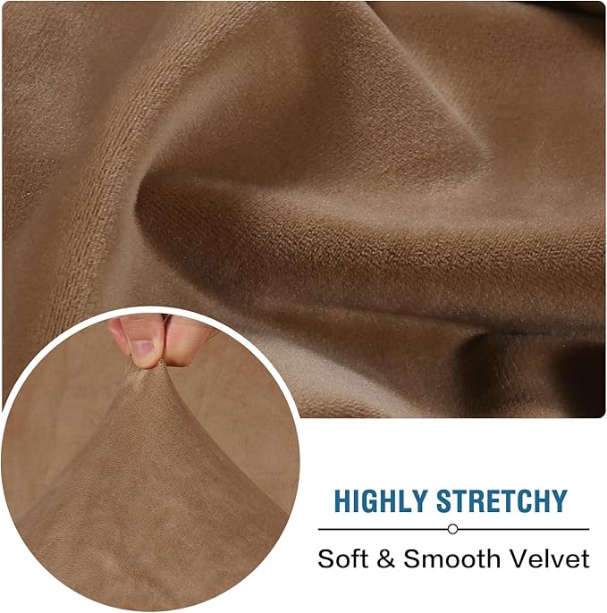 H.VERSAILTEX Velvet Stretch Individual Couch Cushion Cover Plush Cushion Slipcover for Loveseat Sofa Cushion Furniture Protector Seat Cushion Sofa Cover (1 Piece Sofa Cushion Cover, Camel)-Ruum Studio Home