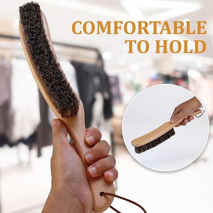 Lint Brush for Clothes with 100% Soft Horse Hair Bristle, Large Beech Wood Handle, Lint Remover for Hat, Pet Hair, Suits, Cashmere, Wool, Velvet, Suede, Shoe-Ruum Studio Home