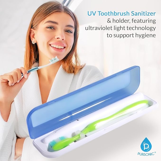 Pursonic Portable UV Toothbrush Sanitizer Case - Travel Toothbrush Sanitizer and Holder - for Electric and Manual Brush Heads with UV Light & Auto Shut Off Timer (2 Pack)-Ruum Studio Home
