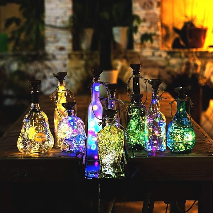 YJFWAL Upgraded 12 Pack Solar Wine Bottle Lights, 20 LEDs Waterproof Copper Light, Bottle Light Fairy Cork String Lights for Yard Patio Decor, DIY Birthday Gift for Mom Grandma Girlfriend(3 Colors)-Ruum Studio Home