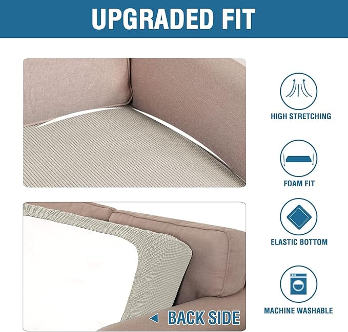 H.VERSAILTEX Super Stretch Individual Seat Cushion Covers Sofa Covers Couch Cushion Covers Slipcover Sets Thick Jacquard Textured Twill Fabric (1 Piece Chair Cushion Cover, Island Fossi)-Ruum Studio Home