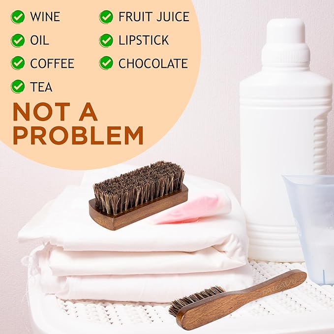 Horsehair Laundry Stain Brushes Set 2pcs by TAKAVU, Natural Soft Bristle for Scrubbing Out Tough Stains on Delicate Fabrics Knits Cotton Leather Washable Fabrics-Ruum Studio Home